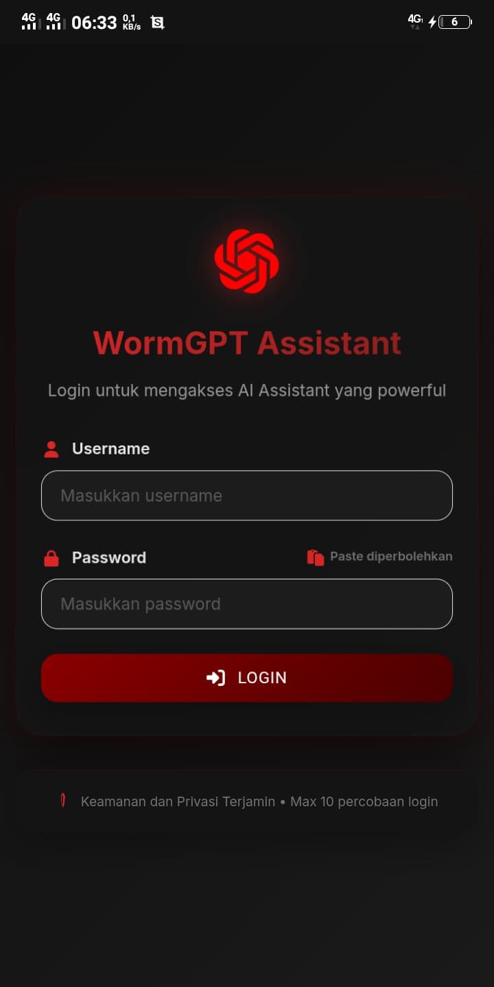 Tampilaj Login Worm-GPT